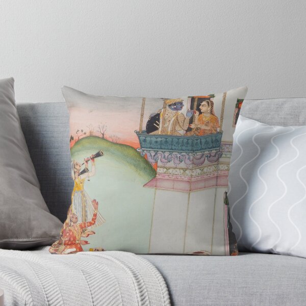 Item preview, Krishna and Consort on a Palace Balcony with Musicians designed and sold by HinduArtGallery.
