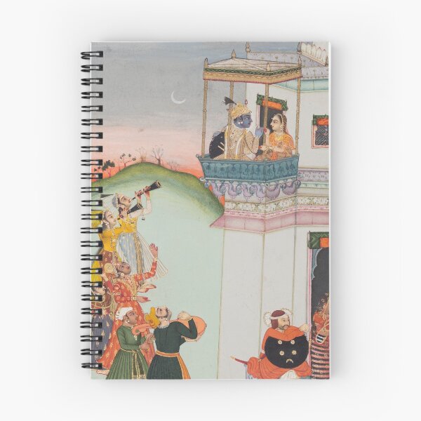 Item preview, Krishna and Consort on a Palace Balcony with Musicians designed and sold by HinduArtGallery.