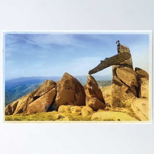 Item preview, Woman rock climber view from Glacial Rock Formation near Mt. Townsend and Mt. Kosciusko designed and sold by Loving Nature Gifts.