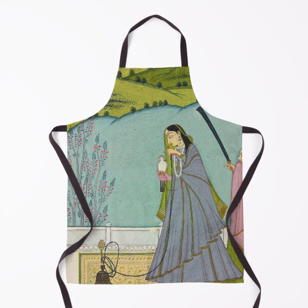 Item preview, A Lady on a Terrace with Hookah and Falcon designed and sold by HinduArtGallery.