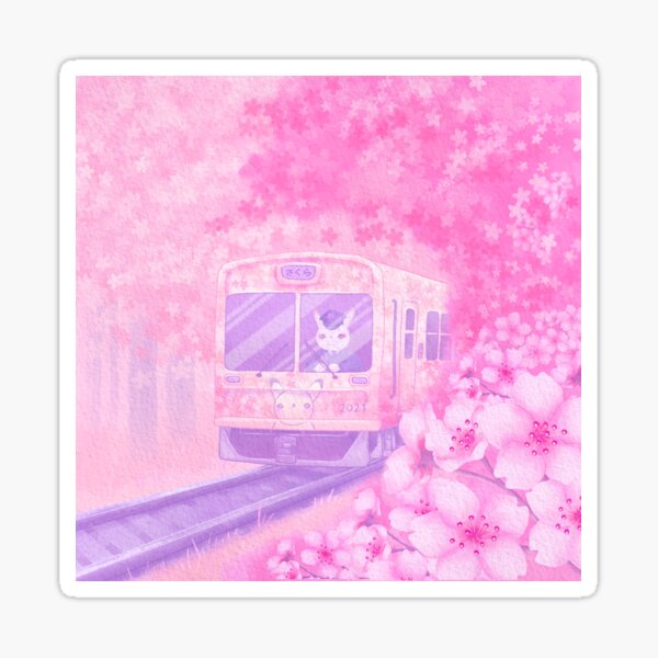 Sakura Train Ride Sticker