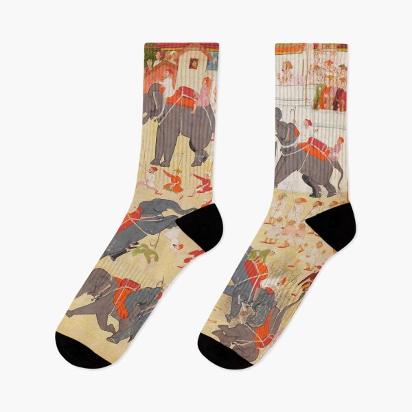 Item preview, Maharana Raj Singh Observing an Elephant Fight designed and sold by HinduArtGallery.