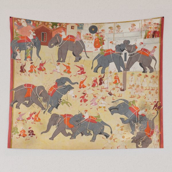 Item preview, Maharana Raj Singh Observing an Elephant Fight designed and sold by HinduArtGallery.