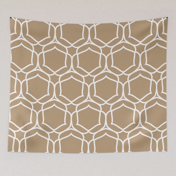 Item preview, Brown and White Minimal Shape Tile Pattern 2 Coordinates w/ Sherwin Williams 2022 Popular Color Woven Wicker SW 9104 designed and sold by ColorOfTheYears.