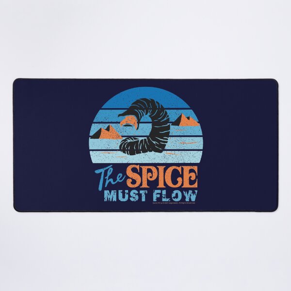 The Spice Must Flow - Vintage Sandworm Circular Shades of Blue - Dune (2021 film) Desk Mat