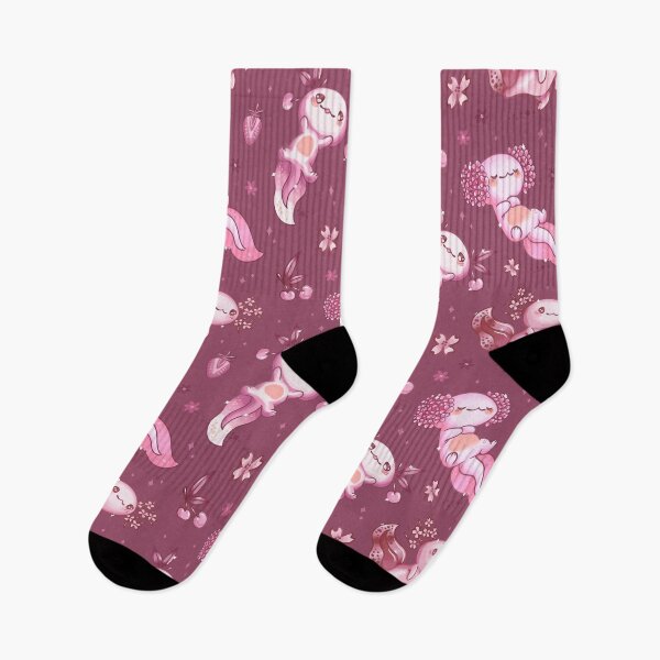 Item preview, Kawaii Axolotl All Over Seamless Pattern Purple designed and sold by MnEmzStudio.