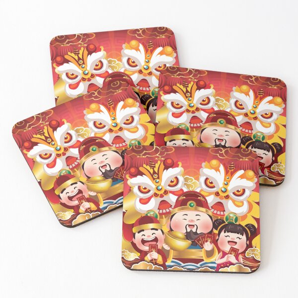 Item preview, Colorful Chinese New Year lions & people designed and sold by HolidayBug.