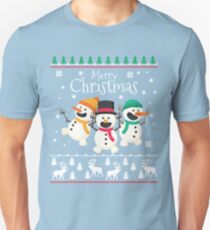 Merry Christmas Smiling Snowmen Unisex T-Shirt