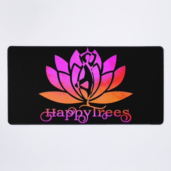Item preview, Sunset Happy Trees Pink and Orange Watercolor Yoga Pose and Lotus Art v2 designed and sold by Fashionmonger.