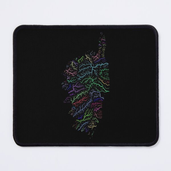 Item preview, Corsica River Basin Map in Rainbow Colours with Black Background designed and sold by GrasshopperGeo.