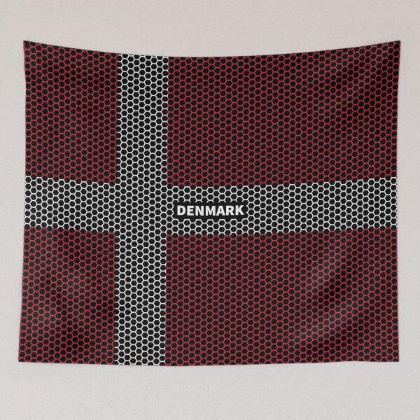 Item preview, Denmark Flag With Honeycomb Design designed and sold by RaybenMedia.