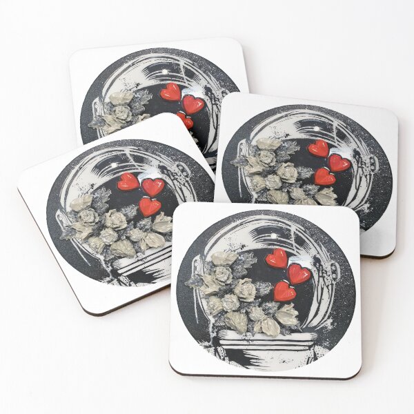 Item preview, Astronaut Helmet Art with Flowers and Red Hearts designed and sold by AriaMarliART.