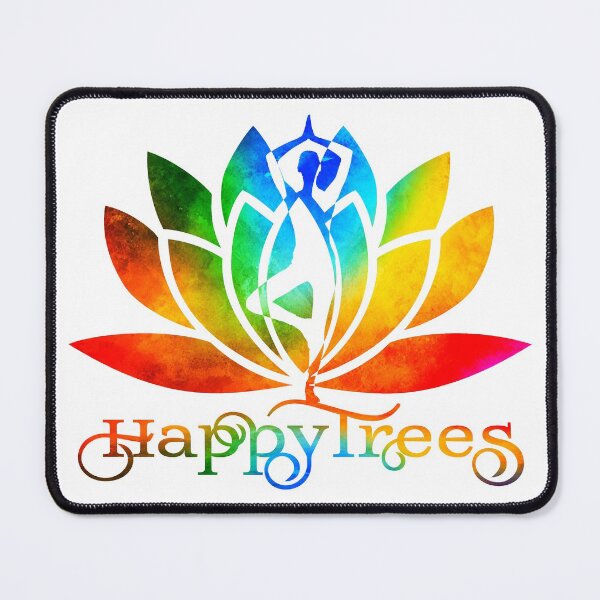 Item preview, Rainbow Watercolor Happy Trees Yoga Pose and Lotus Art designed and sold by Fashionmonger.