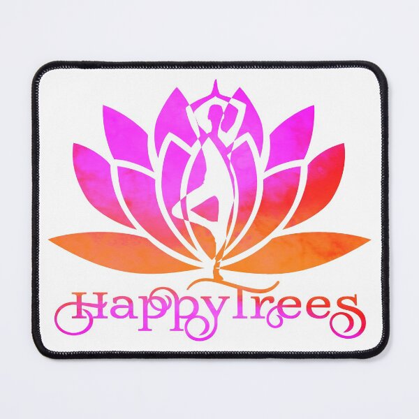 Item preview, Sunset Happy Trees Pink and Orange Watercolor Yoga Pose and Lotus Art v2 designed and sold by Fashionmonger.