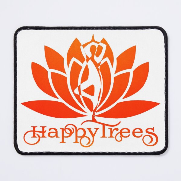 Item preview, Neon Orange Ombre Happy Trees Pose Yoga and Lotus Art designed and sold by Fashionmonger.
