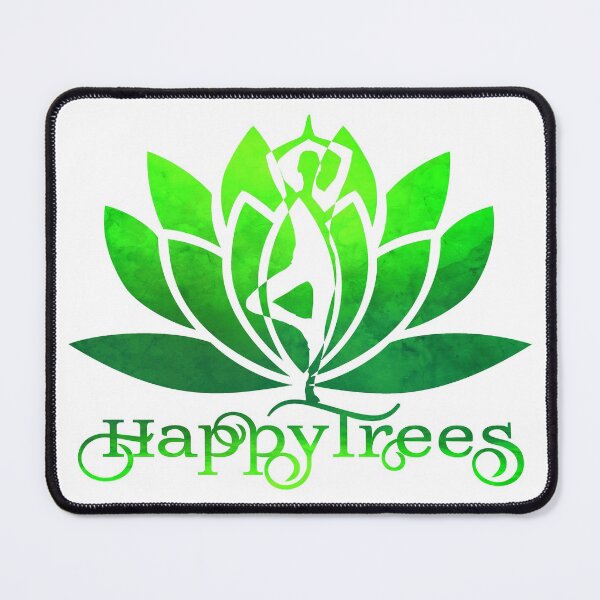 Item preview, Spring Green Happy Trees Watercolor Yoga Pose and Lotus Art designed and sold by Fashionmonger.