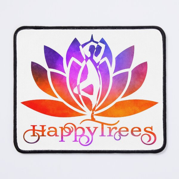 Item preview, Purple Red and Orange Happy Trees Watercolor Yoga Pose and Lotus Art v3 designed and sold by Fashionmonger.