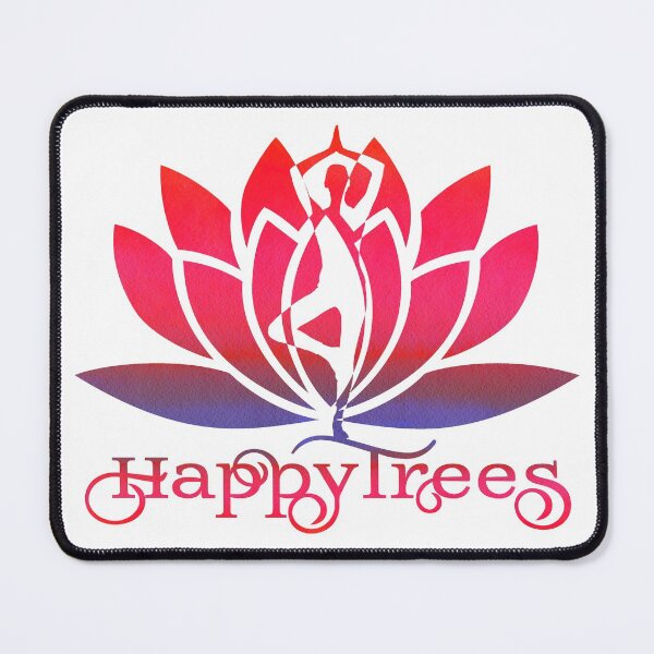 Item preview, WaterMelon Pink and Purple Watercolor Paper Yoga Happy Trees Pose and Lotus Art designed and sold by Fashionmonger.