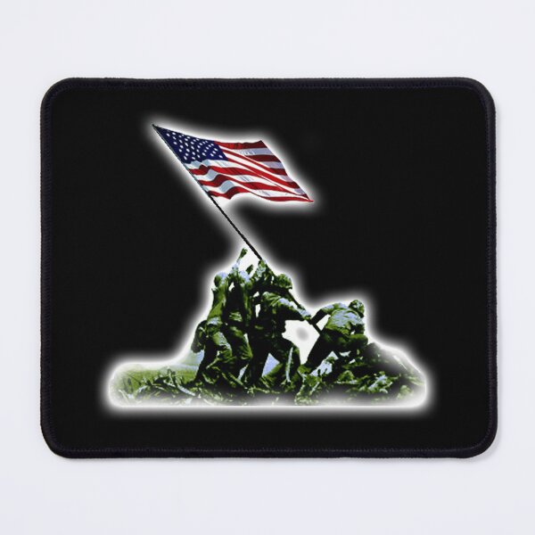 American Flag. America, USA. Raising the Colours on Iwo Jima WW2. On BLACK. Mouse Pad