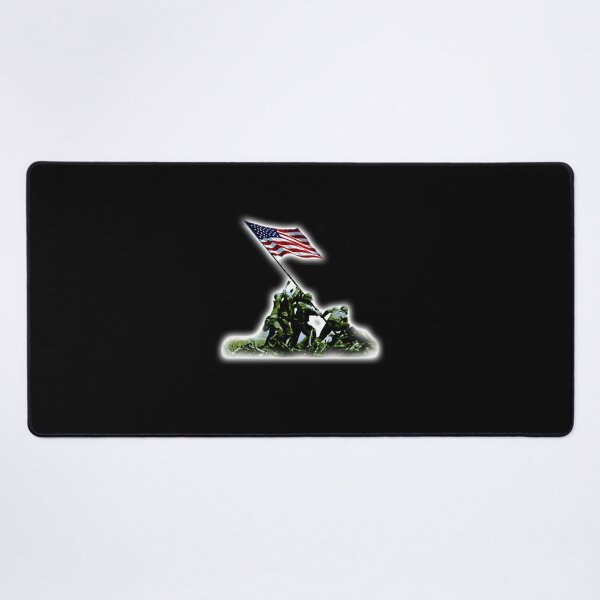 American Flag. America, USA. Raising the Colours on Iwo Jima WW2. On BLACK. Desk Mat