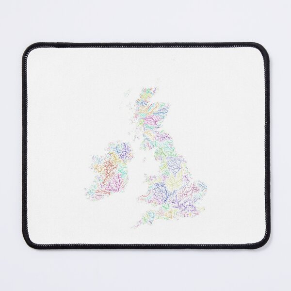 Item preview, British Isles River Basin Map in Rainbow Colours with White Background designed and sold by GrasshopperGeo.