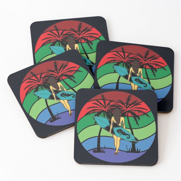 Item preview, surfing woman summer palm sport designed and sold by ReneMM.