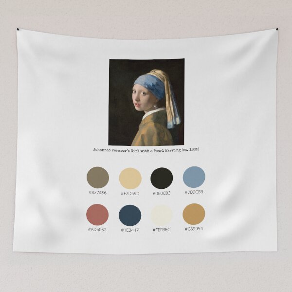Item preview, Colour Palette of Johannes Vermeer’s Girl with a Pearl Earring (ca. 1665) designed and sold by CoffeewithAnh.