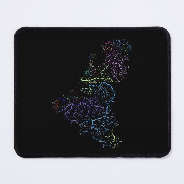Item preview, Benelux River Basin Map in Rainbow Colours with Black Background designed and sold by GrasshopperGeo.