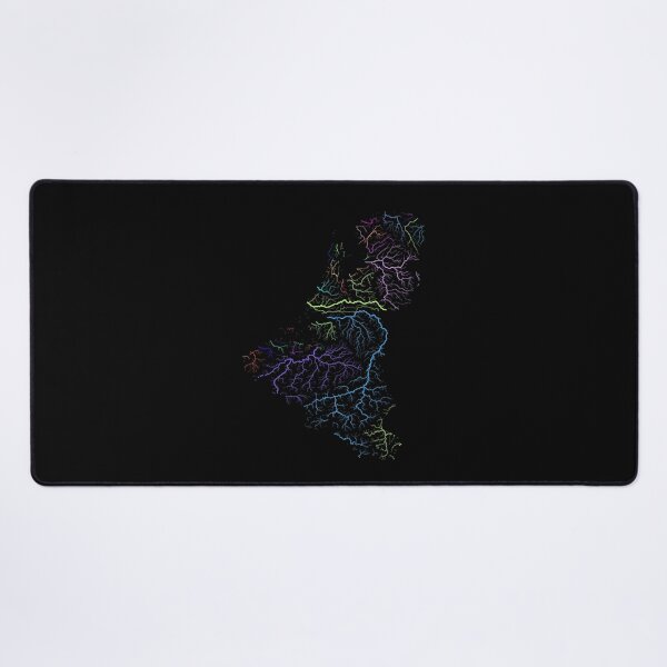 Item preview, Benelux River Basin Map in Rainbow Colours with Black Background designed and sold by GrasshopperGeo.