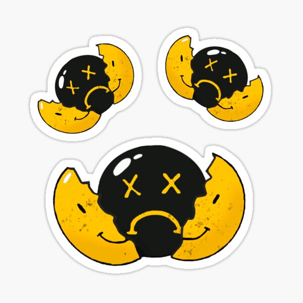 Melting smiley face Sticker for Sale by Ella Mitchell