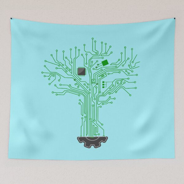 Item preview, Circuit tree- CPU PCB trace lines printed art designed and sold by EngineersArt.