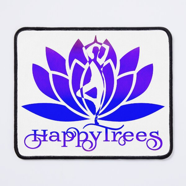 Item preview, Royal Blue and Indigo Ombre Happy Trees Pose Yoga and Lotus Art designed and sold by Fashionmonger.