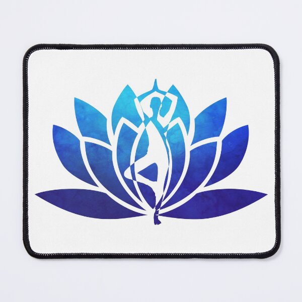 Item preview, Ocean Blue Watercolor Yoga Pose and Lotus Art designed and sold by Fashionmonger.