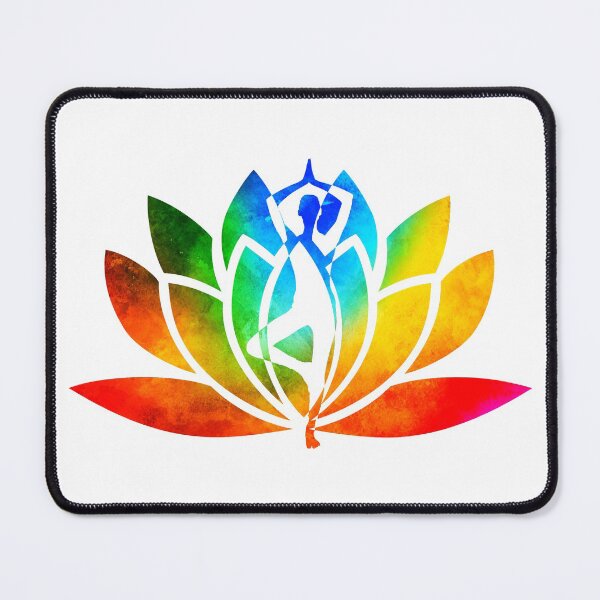 Item preview, Rainbow Watercolor Yoga Pose and Lotus Art designed and sold by Fashionmonger.