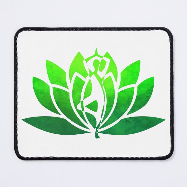 Item preview, Bright Green Watercolor Yoga Pose and Lotus Art designed and sold by Fashionmonger.