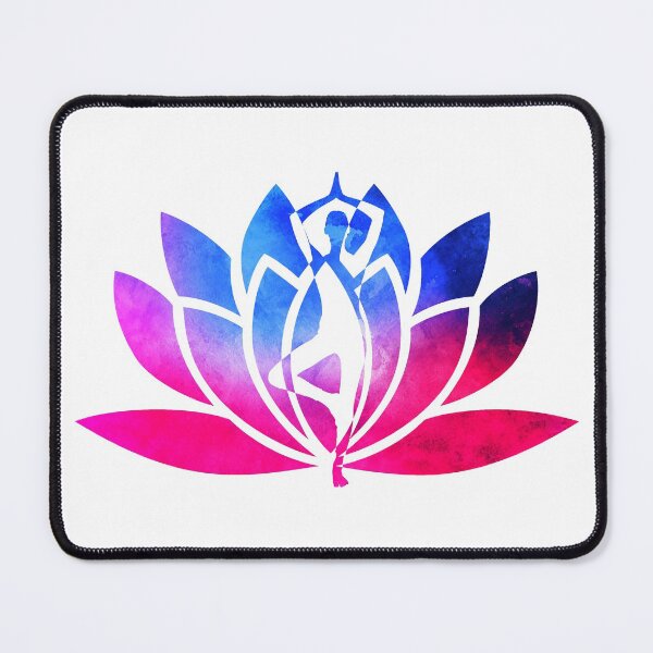 Item preview, Pink and Blue Watercolor Yoga Pose and Lotus Art designed and sold by Fashionmonger.