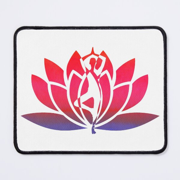 Item preview, WaterMelon Pink and Purple Watercolor Paper Yoga Pose and Lotus Art designed and sold by Fashionmonger.