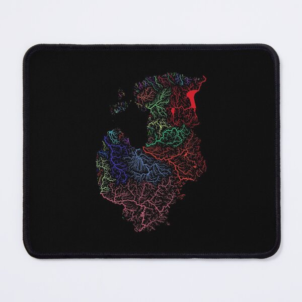 Item preview, Baltic States River Basin Map in Rainbow Colours with Black Background designed and sold by GrasshopperGeo.