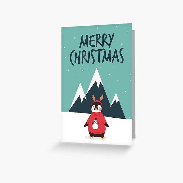 Christmas Penguin Card Greeting Card