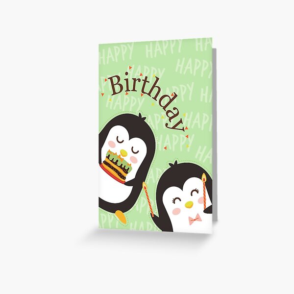 Cute Penguins Birthday Card Greeting Card