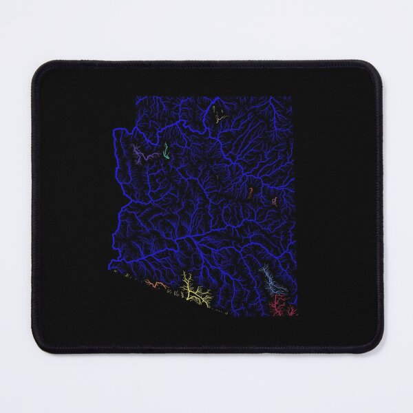 Item preview, Arizona River Basin Map in Rainbow Colours with Black Background designed and sold by GrasshopperGeo.