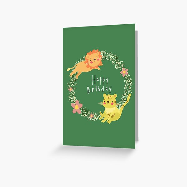 Lion & Tiger Birthday Card Greeting Card