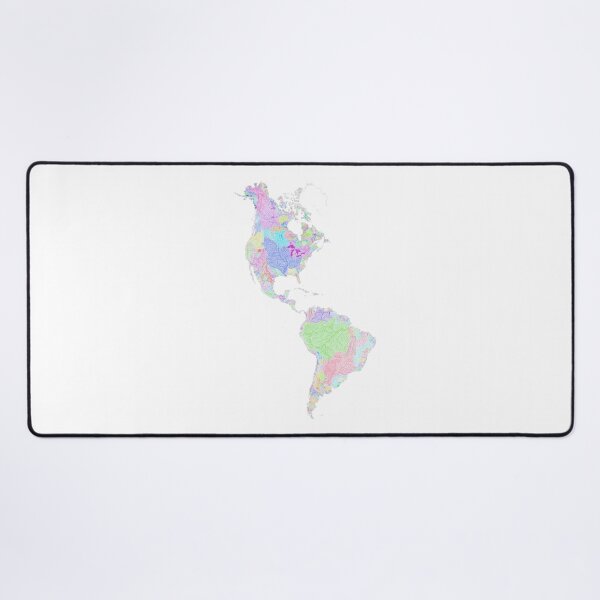 Item preview, The Americas River Basin Map in Rainbow Colours with White Background designed and sold by GrasshopperGeo.