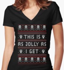 Emo Gothic Ugly Christmas Sweater Women's Fitted V-Neck T-Shirt