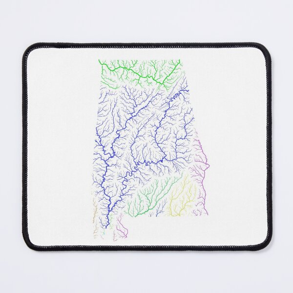 Item preview, Alabama River Basin Map in Rainbow Colours with White Background designed and sold by GrasshopperGeo.