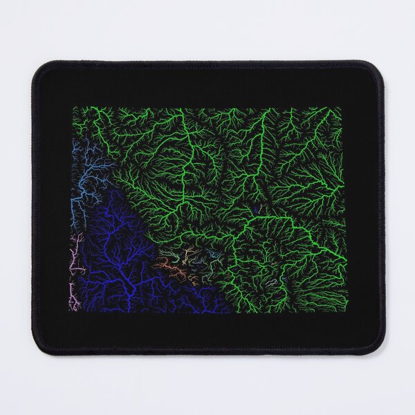 Item preview, Wyoming River Basin Map in Rainbow Colours with Black Background designed and sold by GrasshopperGeo.