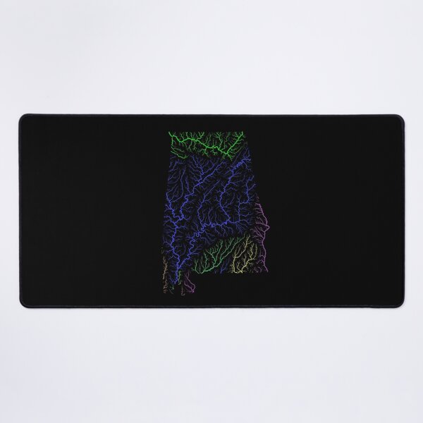 Item preview, Alabama River Basin Map in Rainbow Colours with Black Background designed and sold by GrasshopperGeo.