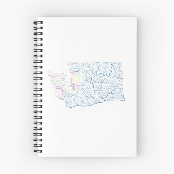 Item preview, Washington River Basin Map in Rainbow Colours with White Background designed and sold by GrasshopperGeo.