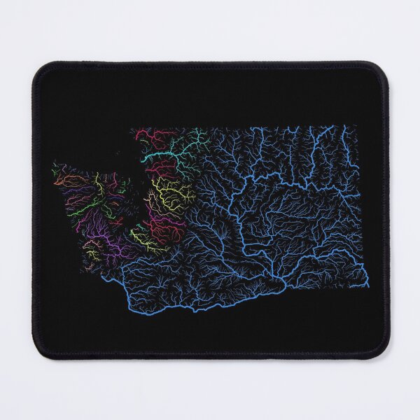 Item preview, Washington River Basin Map in Rainbow Colours with Black Background designed and sold by GrasshopperGeo.