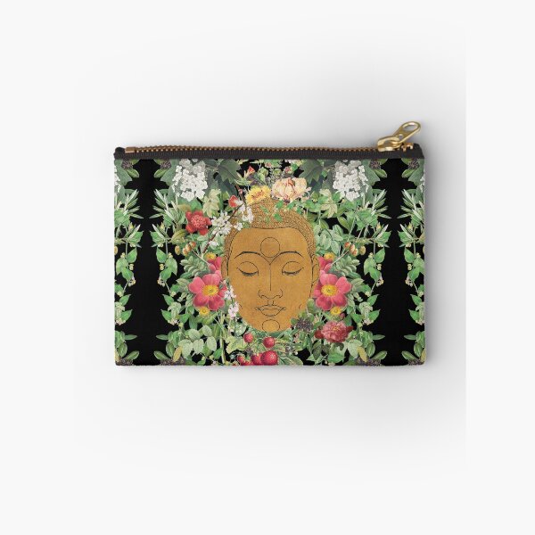 Item preview, Golden Buddha Head Eyes Closed Surrounded By Beautiful Flowers designed and sold by TrulyEpoque.